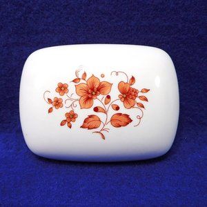 Vintage Hollohaza Hungary Trinket Box Pink Flower Hand Painted Porcelain